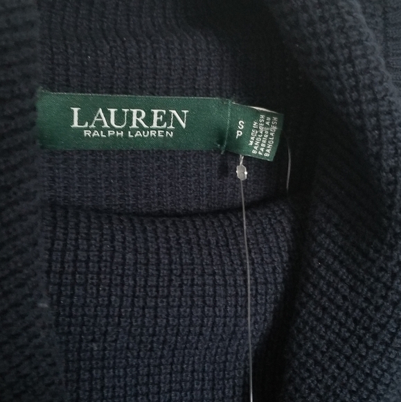 Lauren Ralph Lauren Navy Waffle Cotton Knit Top - Picture 8 of 11